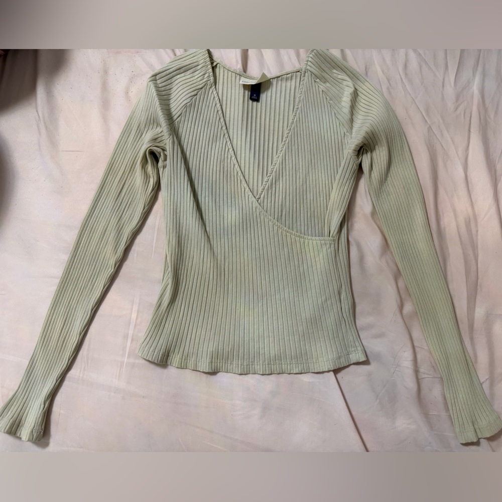 Universal Thread Ribbed Long Sleeve Top in Cream